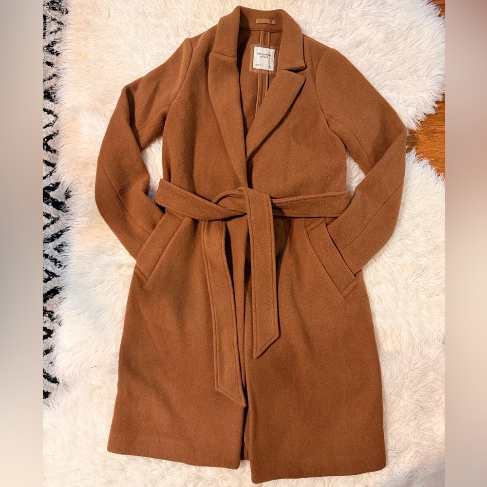 Abercrombie & Fitch Tan Wool Coat